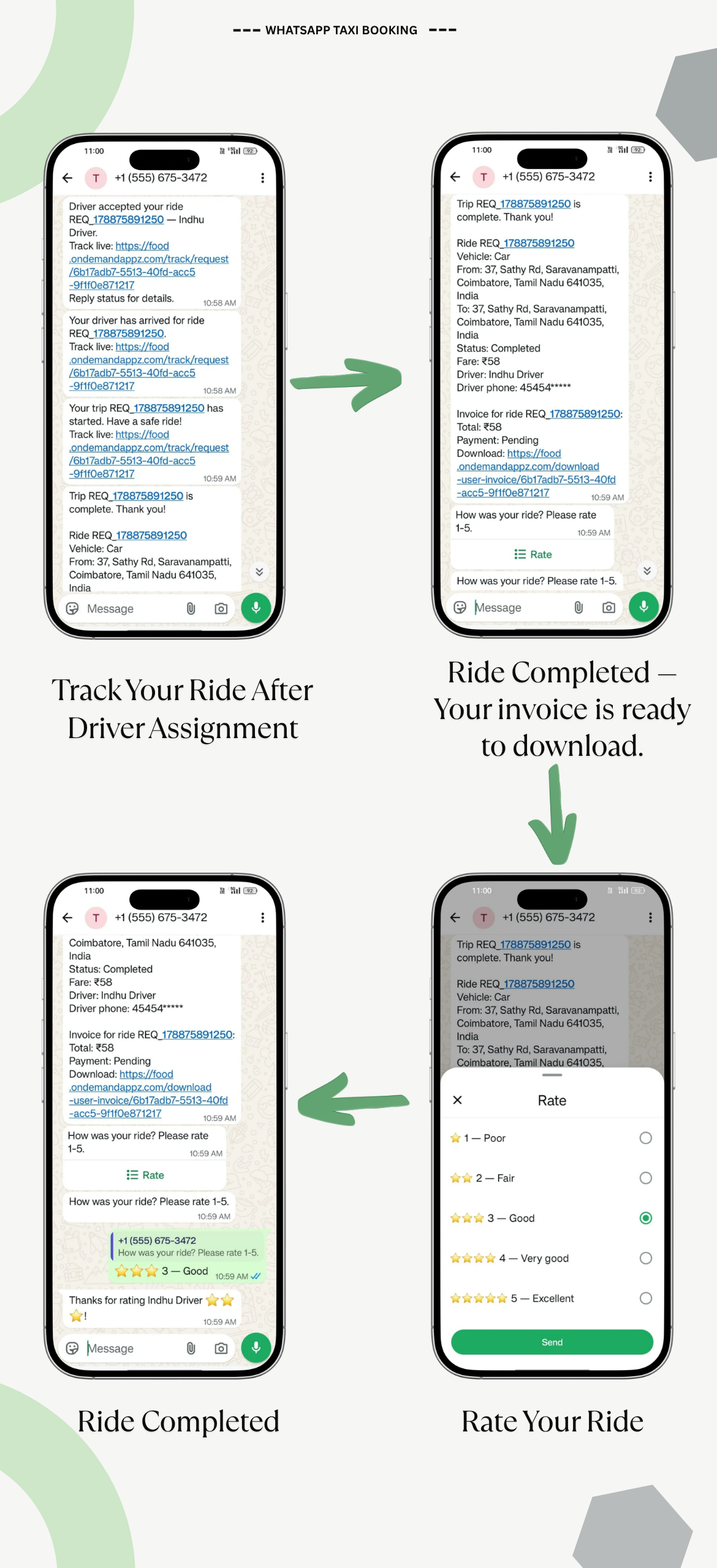 WhatsApp Ride Booking Add-on for Rydex & Restart