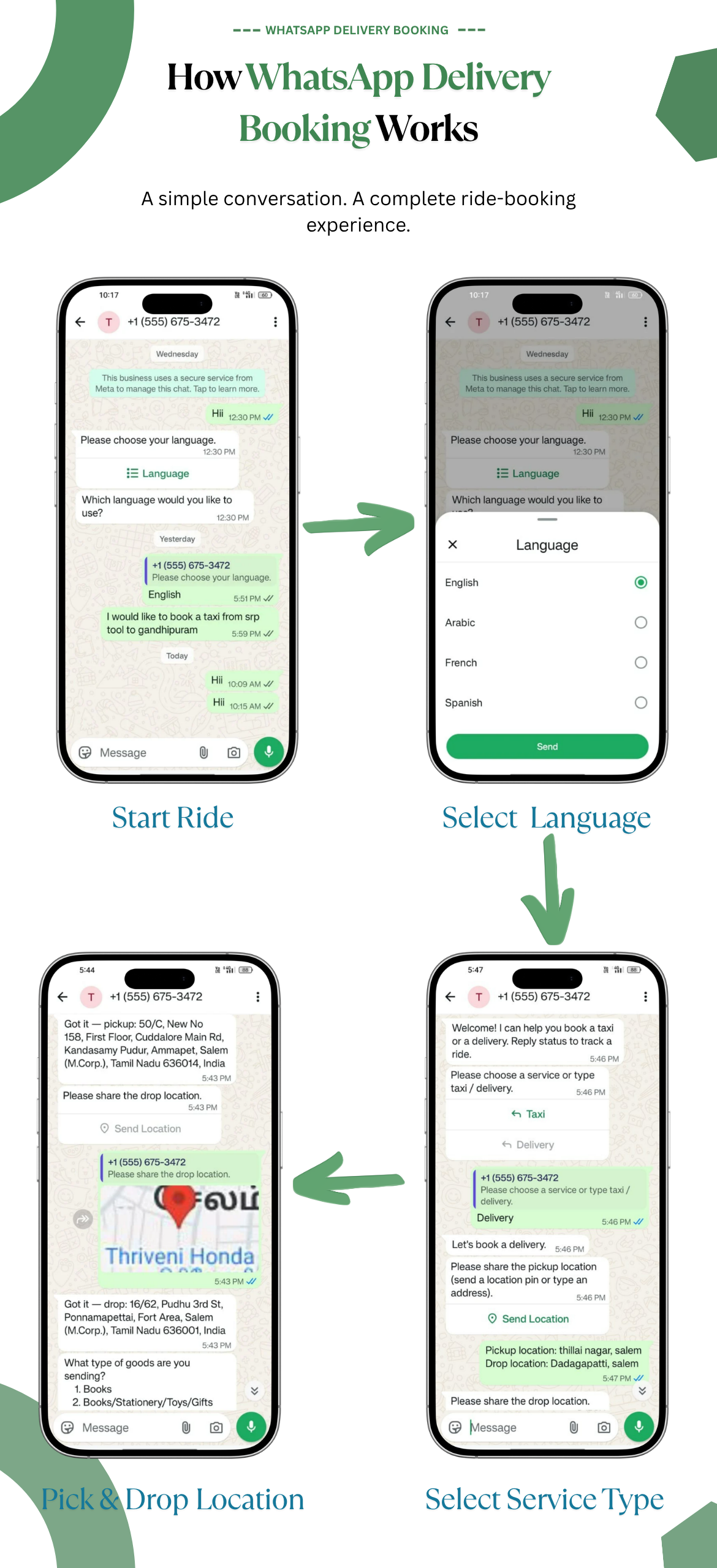 WhatsApp Ride Booking Add-on for Rydex & Restart