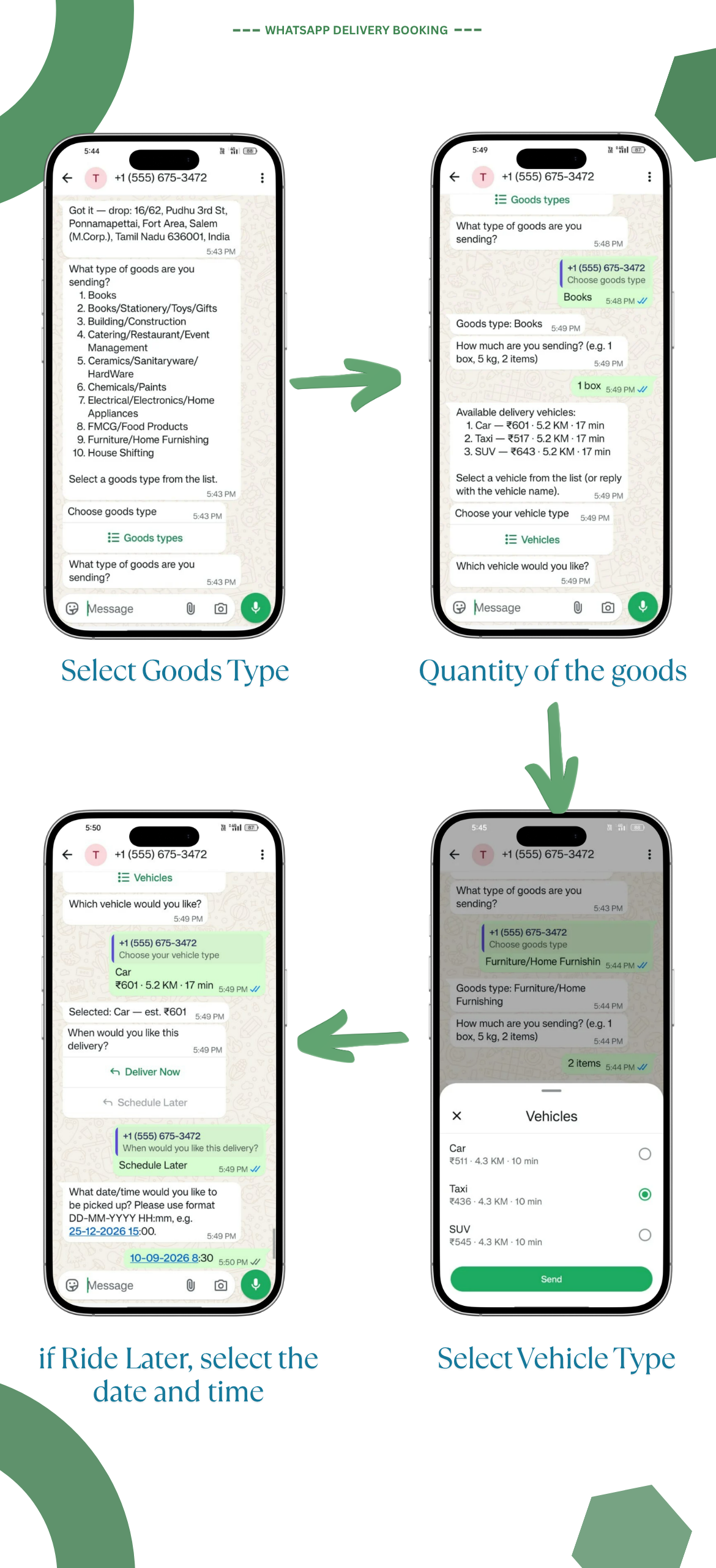 WhatsApp Ride Booking Add-on for Rydex & Restart