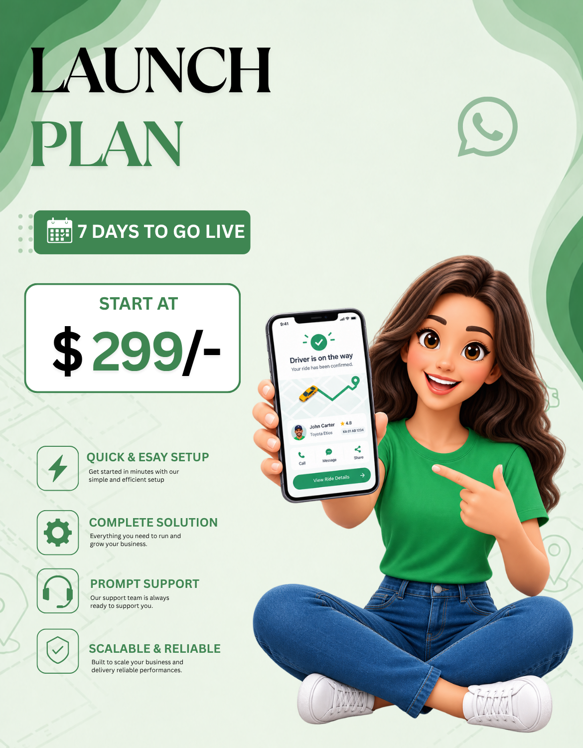 WhatsApp Ride Booking Add-on for Rydex & Restart